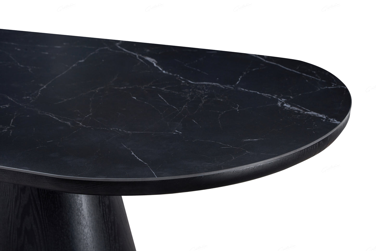 Bianca Black & Black Sintered Stone Oval Dining Table