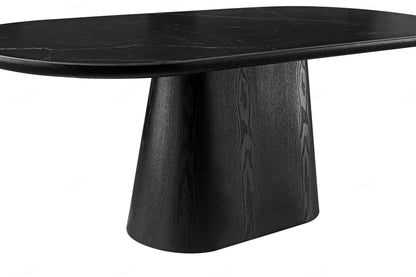 Bianca Black & Black Sintered Stone Oval Dining Table