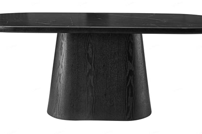 Bianca Black & Black Sintered Stone Oval Dining Table