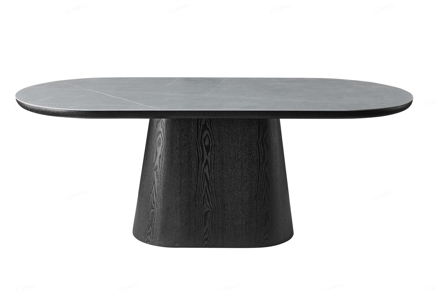 Bianca Black & Grey Sintered Stone Oval Dining Table