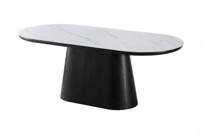 Bianca Black & White Sintered Stone Oval Dining Table