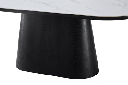 Bianca Black & White Sintered Stone Oval Dining Table