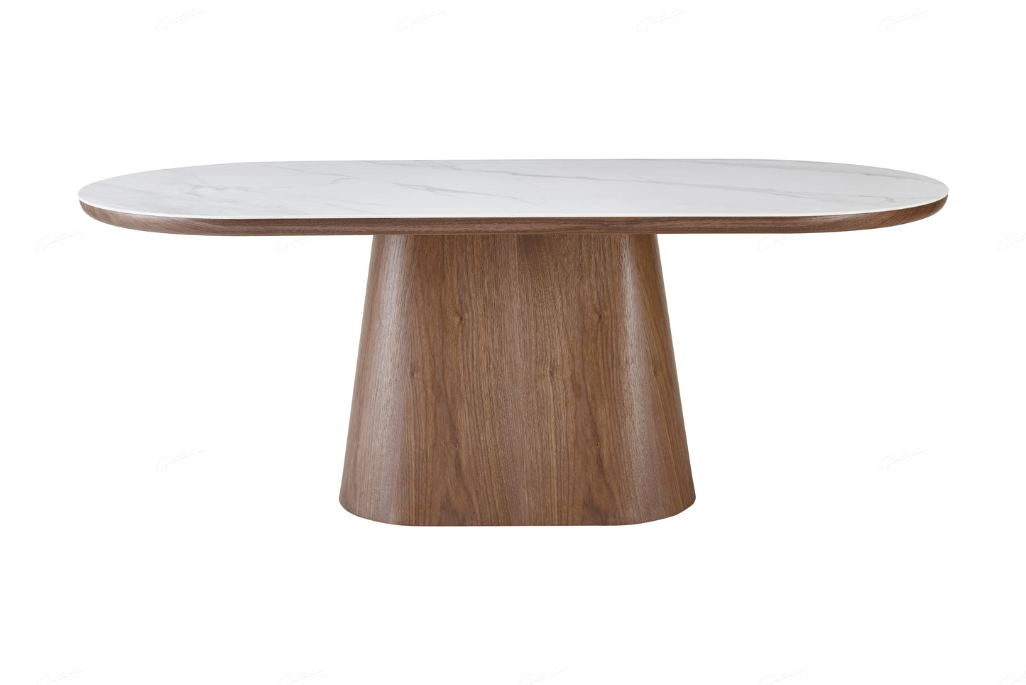 Bianca Walnut & White Sintered Stone Oval Dining Table