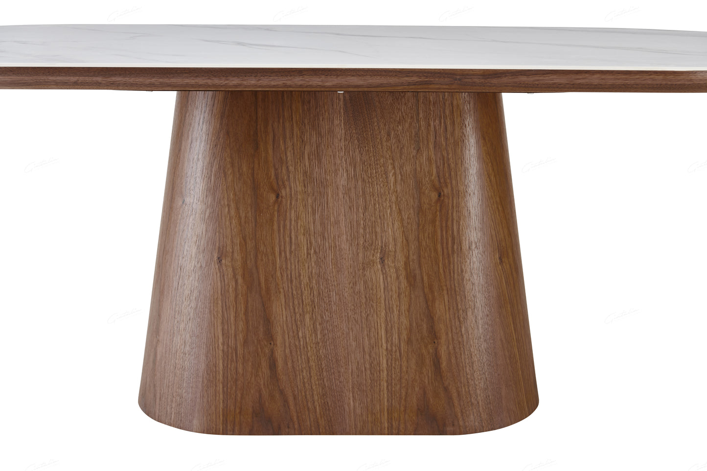 Bianca Walnut & White Sintered Stone Oval Dining Table