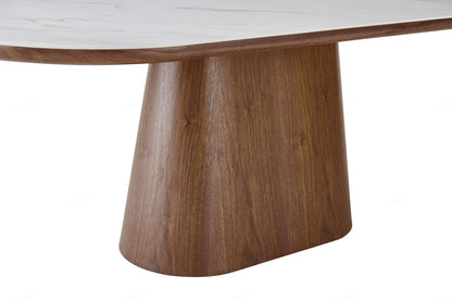 Bianca Walnut & White Sintered Stone Oval Dining Table