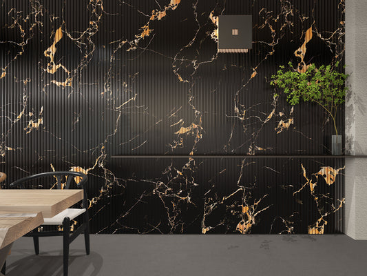 Black & Gold Marble Effect ( WPC Wall Panel )