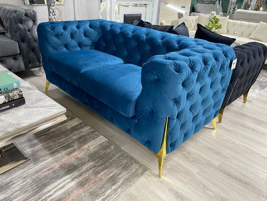 Chicago Dark Blue + Gold 3+2 Sofa Set