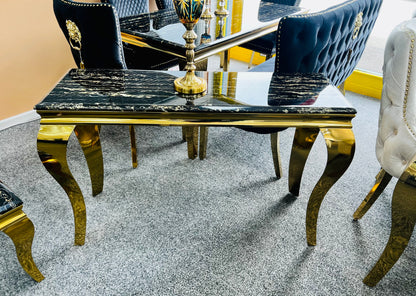 Sofia Black & Gold Marble Console Table 120cm