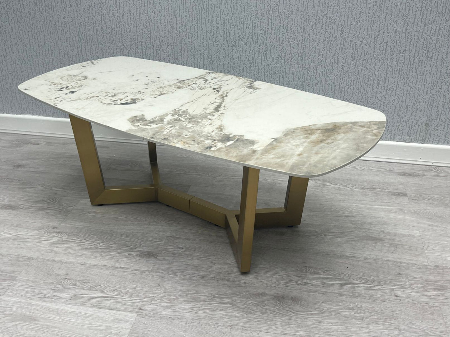 Sorrento Oval Ceramic Gold Coffee Table