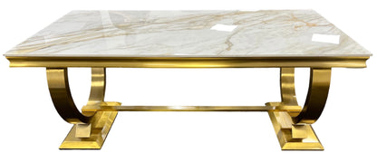 Arianna/Chelsea Gold 180cm Marble/Glass Or Ceramic Dining Table (All Colours)