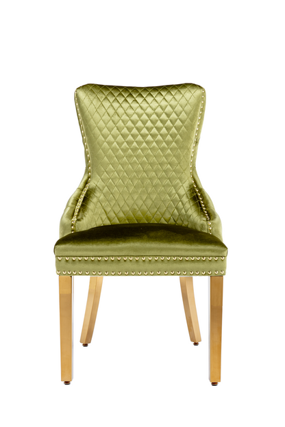 Victoria Green Gold Lion Knocker Dining Chair