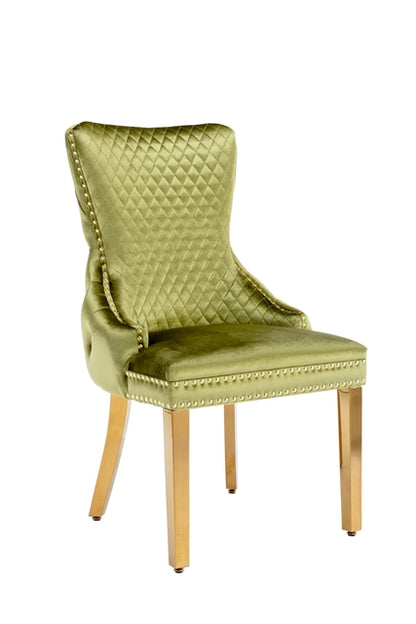 Victoria Green Gold Lion Knocker Dining Chair