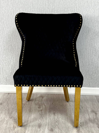 Valentino Black Lion Knocker Gold Velvet Chair