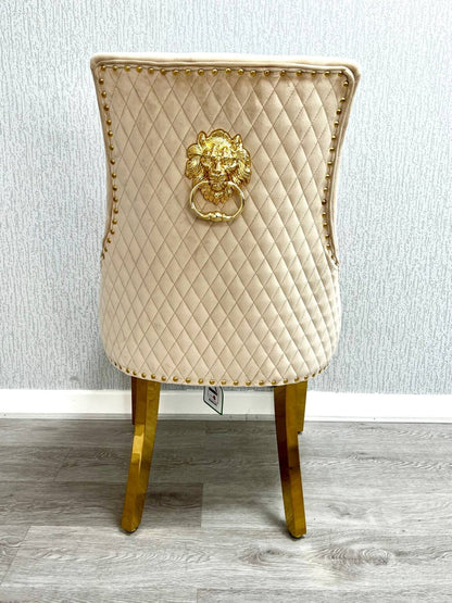 Majestic Mink Gold Lion Knocker Chair