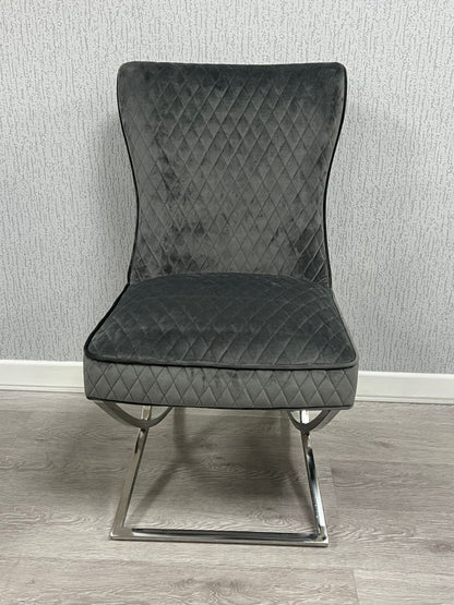 Rome Grey Velvet Dining Chair