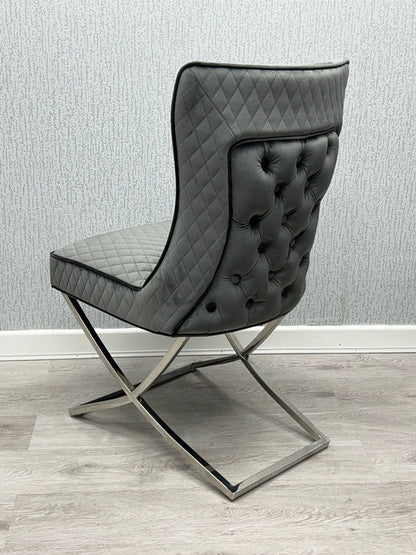 Rome Grey Velvet Dining Chair