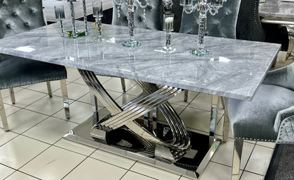 Elina 1.8m Grey Marble Dining Table