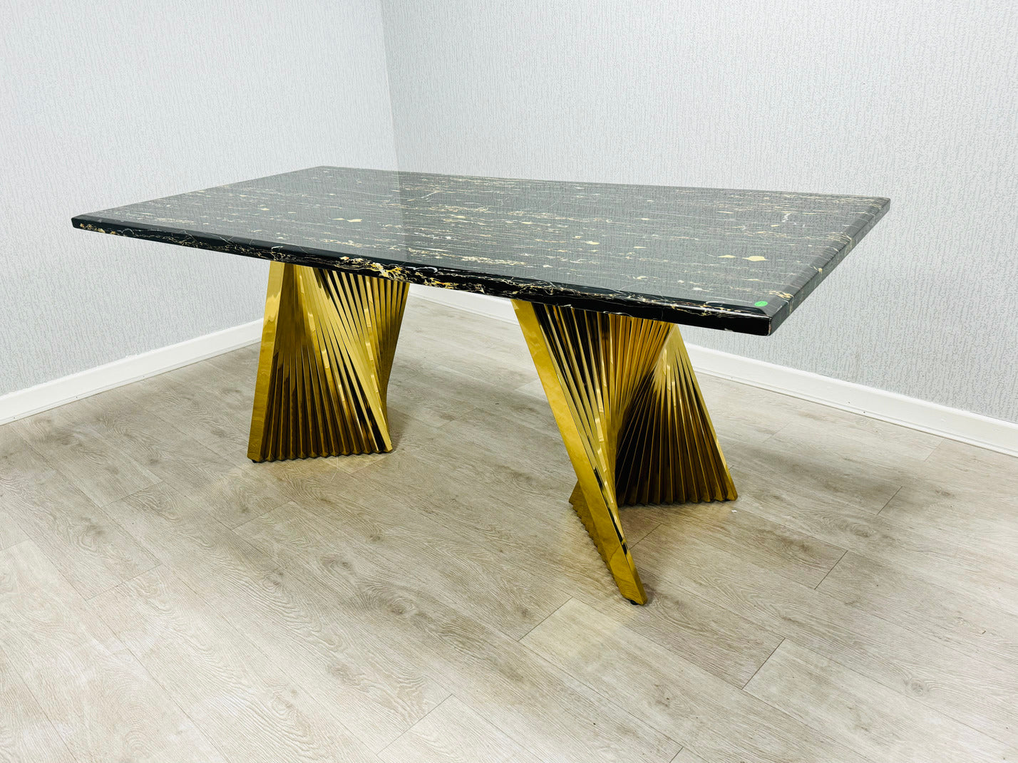 Ravello 180cm Black & Gold Marble Dining Table