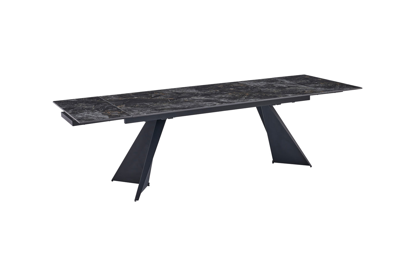 Chicago 180-260CM Black & Gold Extending Dining Table With Ceramic Top