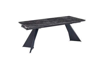 Chicago 180-260CM Black & Gold Extending Dining Table With Ceramic Top