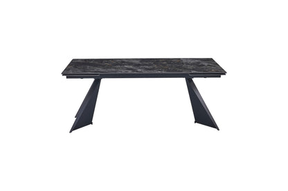 Chicago 180-260CM Black & Gold Extending Dining Table With Ceramic Top