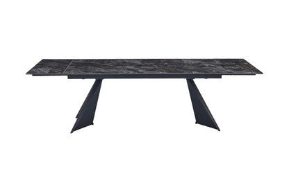 Chicago 180-260CM Black & Gold Extending Dining Table With Ceramic Top