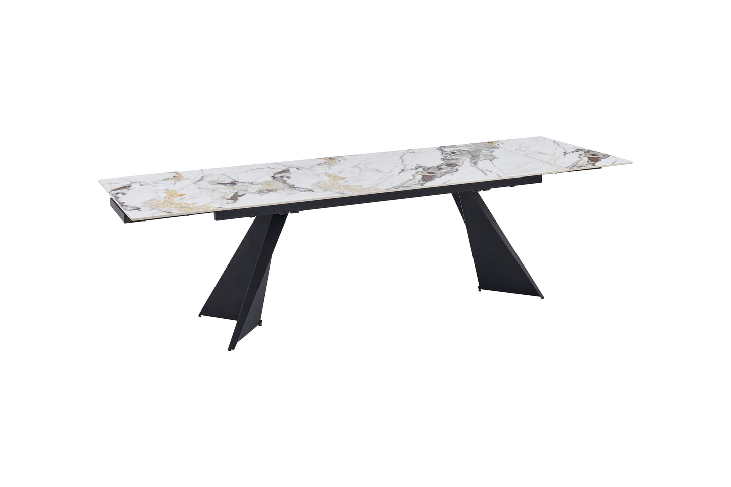 Chicago 180-260CM Cream & Gold Extending Dining Table With Ceramic Top