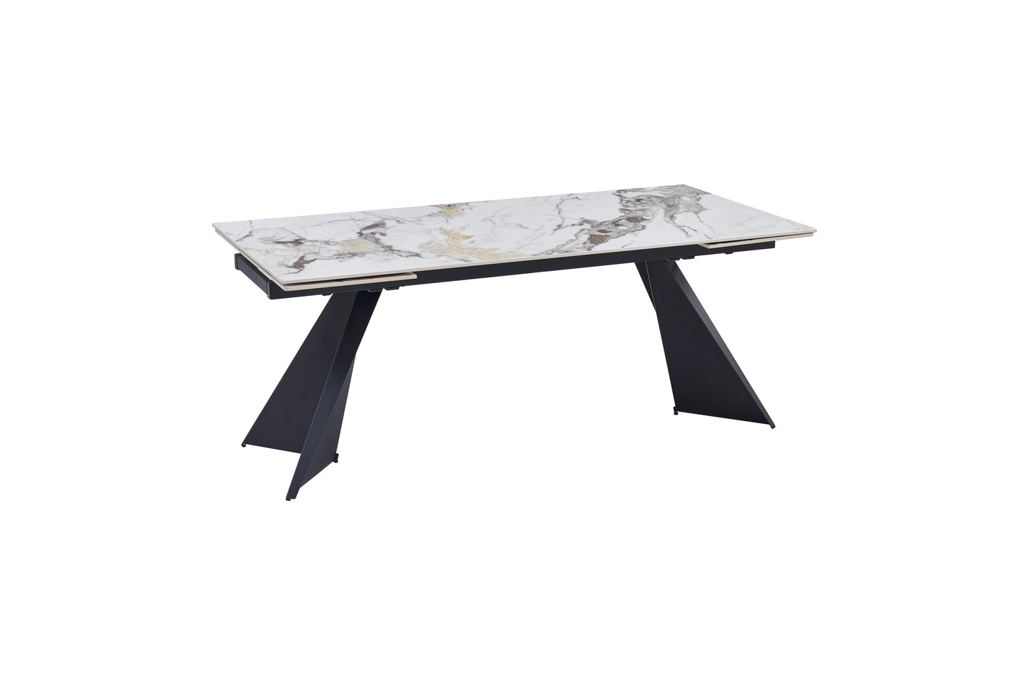 Chicago 180-260CM Cream & Gold Extending Dining Table With Ceramic Top