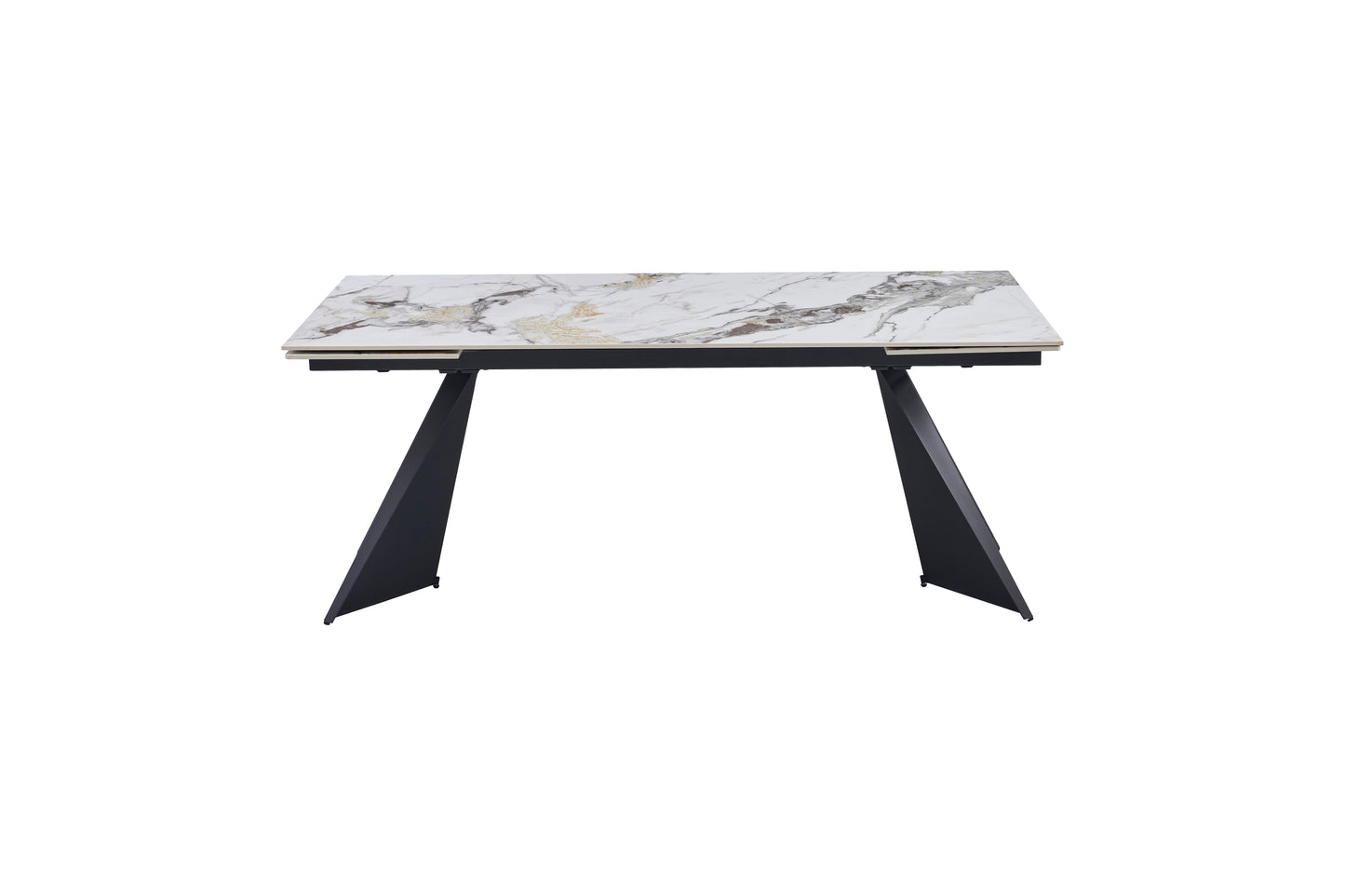 Chicago 180-260CM Cream & Gold Extending Dining Table With Ceramic Top