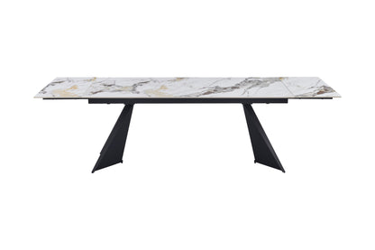 Chicago 180-260CM Cream & Gold Extending Dining Table With Ceramic Top