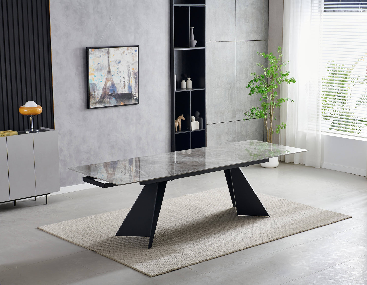 Chicago 180-260CM Grey Extending Dining Table With Ceramic Top