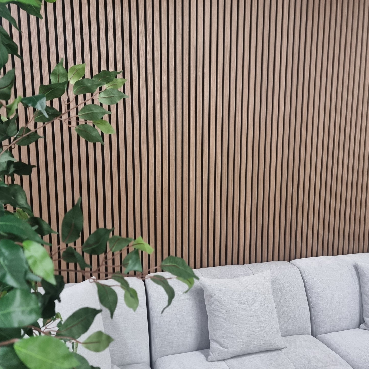 Wood Veneer Acoustic Slatted Wall Panel - Dark Oak 2.4m x 0.6m (4 Pieces)