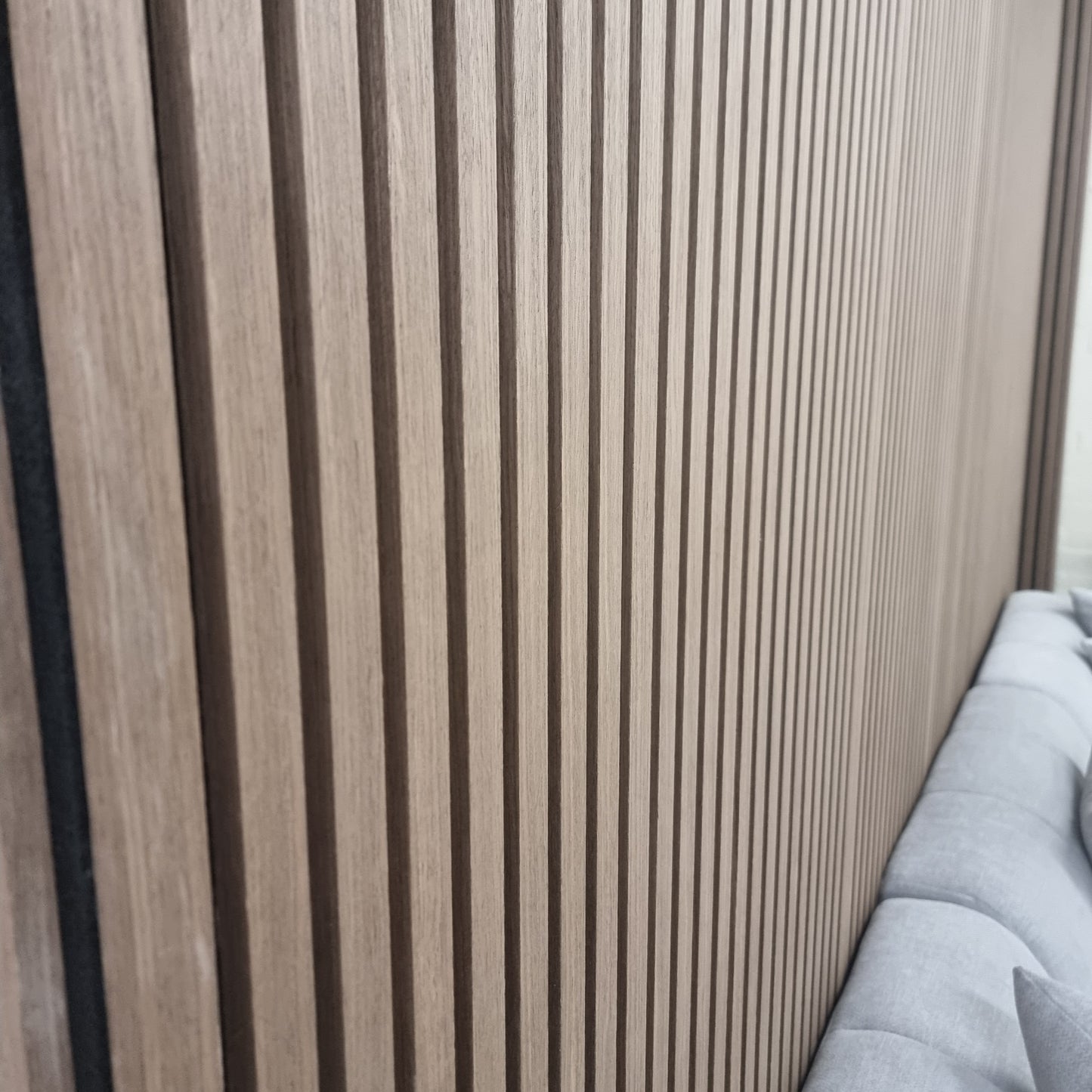 Wood Veneer Acoustic Slatted Wall Panel - Dark Oak 2.4m x 0.6m (4 Pieces)