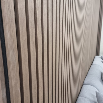 Wood Veneer Acoustic Slatted Wall Panel - Dark Oak 2.4m x 0.6m (4 Pieces)