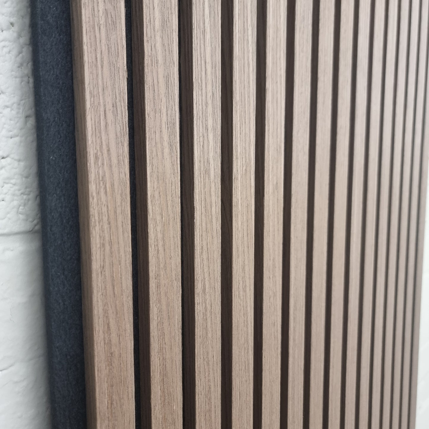 Wood Veneer Acoustic Slatted Wall Panel - Dark Oak 2.4m x 0.6m (4 Pieces)