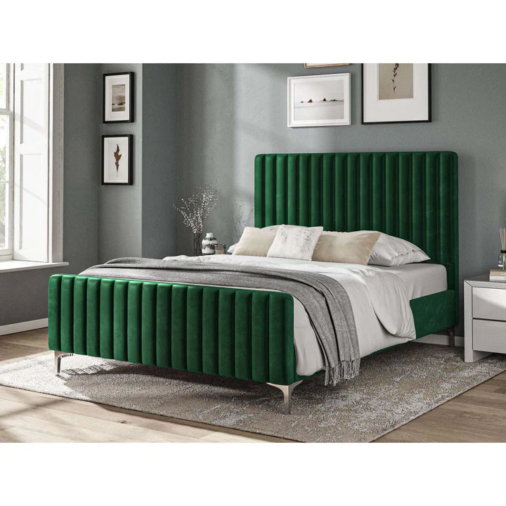 Evri Fabric Bed Velvet Green - 5'0 King Fabric Bedframe Only