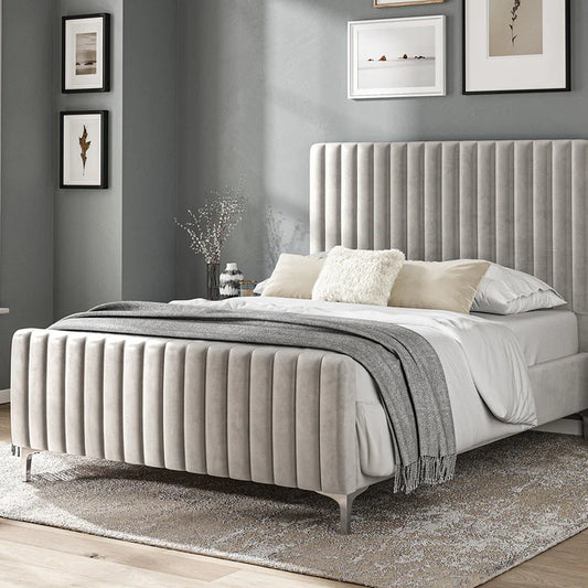 Evri Fabric Bed Silver Grey - 5'0 King Fabric Bedframe Only