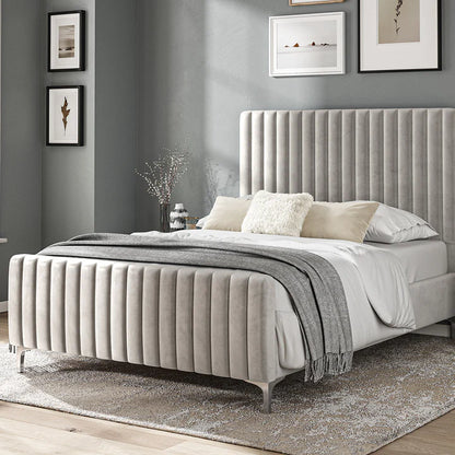 Evri Fabric Bed Silver Grey - 4'6 Double Fabric Bedframe Only