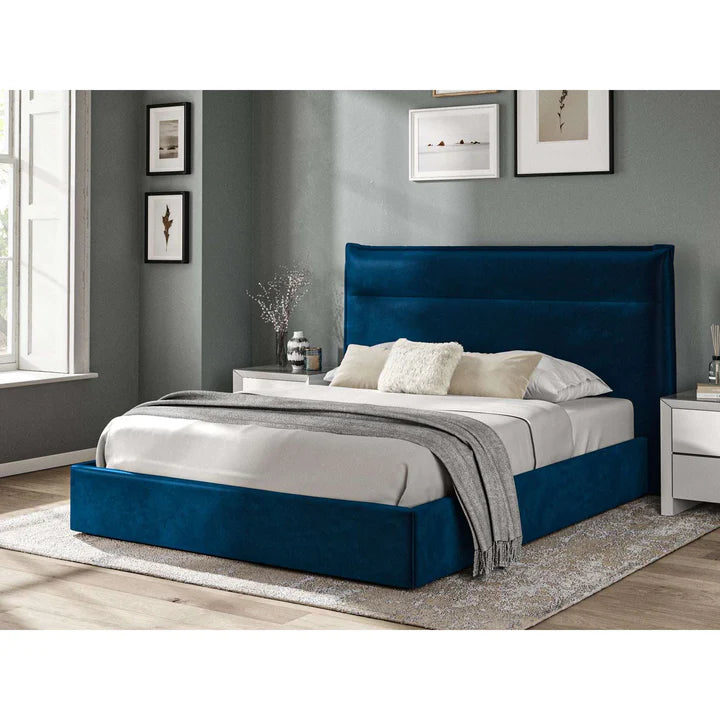 Pedro Fabric Ottoman Bed Royal Blue - 4'6 Double Fabric Bedframe Only