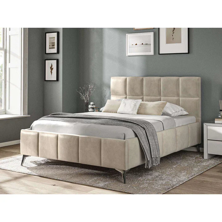 Capri Fabric Bed Beige - 5'0 King Fabric Bedframe Only