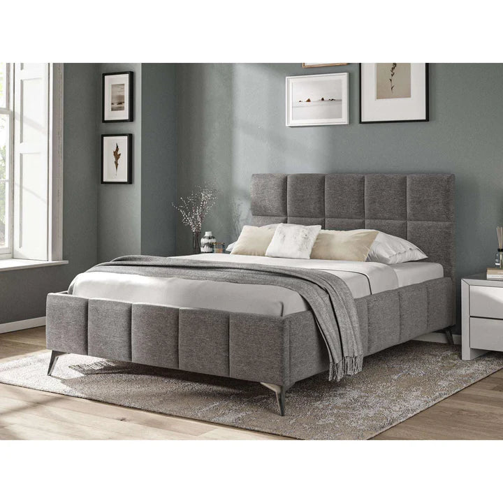 Capri Fabric Bed Dark Grey - 4'6 Double Fabric Bedframe Only