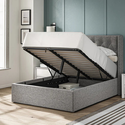 Wilson Fabric Ottoman Bed Dark Grey - 4'6 Double Fabric Bedframe Only