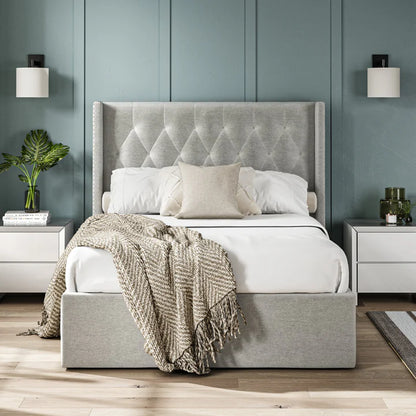 Wilson Fabric Ottoman Bed Grey - 4'6 Double Fabric Bedframe Only