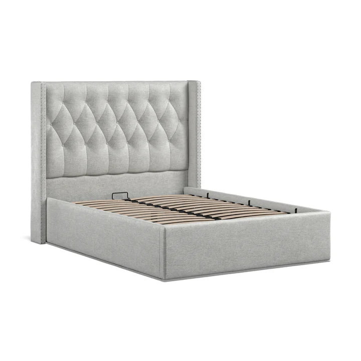 Wilson Fabric Ottoman Bed Grey - 4'6 Double Fabric Bedframe Only