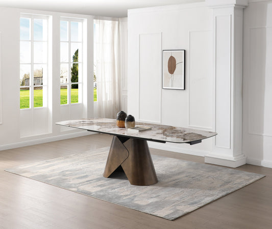 Feretti Matt White Pandora Italian Ceramic Extending Dining Table