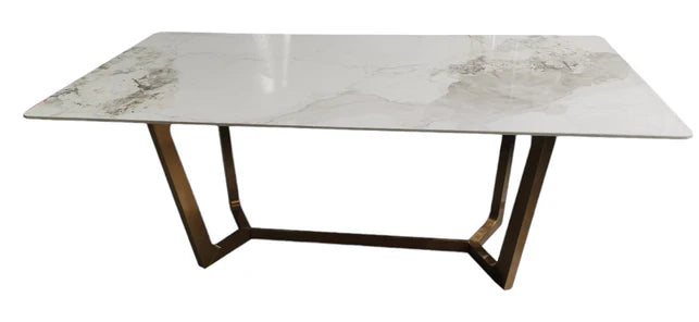 Vera 1.8M Gold Dining Table With Kata Gold Ceramic