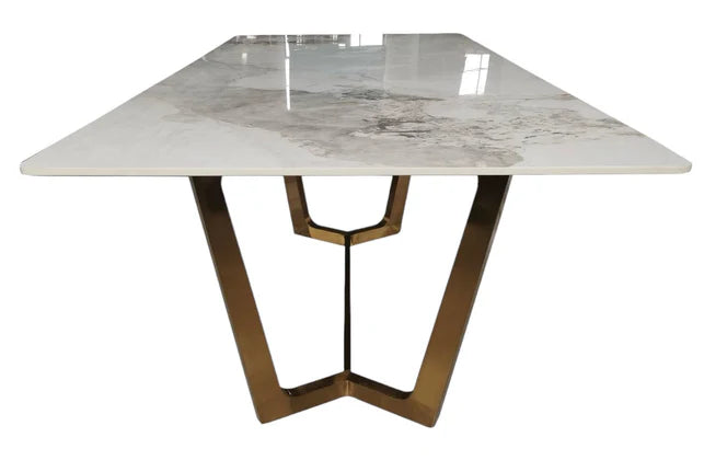 Vera 1.8M Gold Dining Table With Kata Gold Ceramic