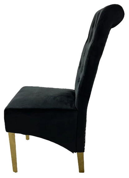 Lucy Black Dining Chair with Ring Knocker/Gold Legs