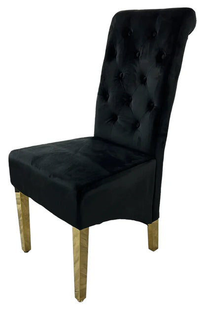 Lucy Black Dining Chair with Ring Knocker/Gold Legs