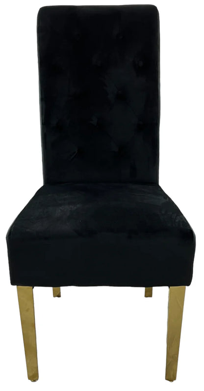 Lucy Black Dining Chair with Ring Knocker/Gold Legs